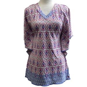 Cabana Life Top Womens Medium 10 Pink Blue Performance Sport Swimming